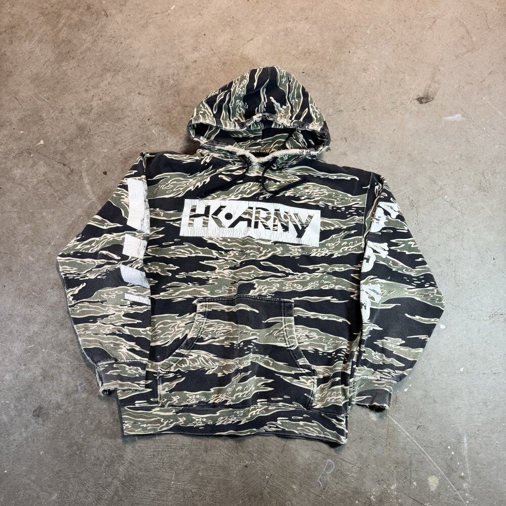 Y2K HK Army Off Break Pull Over Hooded Sweatshirt - Tiger Camo - M